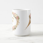 Mug Rose Doré Fleur Monogramme Lettre F Mariage (Centre)