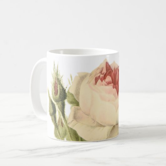 Mug rose double mousse par Redouté (Devant gauche)