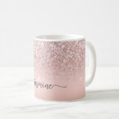 Mug Rose élégant Parties scintillant or Monogramme Nom (Devant droit)