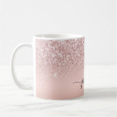 Mug Rose élégant Parties scintillant or Monogramme Nom (Gauche)