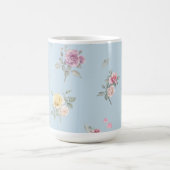Mug Rose en bleu doux aquarelle florale (Centre)