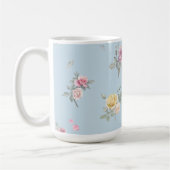 Mug Rose en bleu doux aquarelle florale (Gauche)