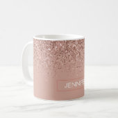 Mug Rose en Blush Monogram Or et Paillettes (Devant gauche)
