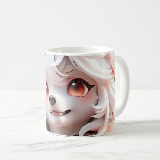 Mug Rosé Et Blanc Fluffé (Devant droit)