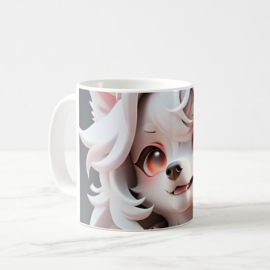 Mug Rosé Et Blanc Fluffé (Devant gauche)
