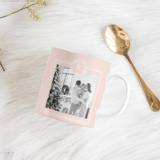 Mug Rose et blanc modernes | Photo de famille | Initia