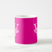 Mug Rose et blanc | Monogramme simple de nom de famill (Centre)