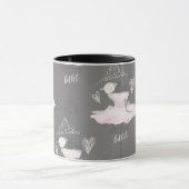 Mug Rose et gris, ballerines de couture, filles, chic (Centre)