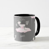 Mug Rose et gris, ballerines de couture, filles, chic (Devant droit)