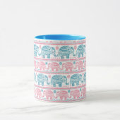 Mug Rose et motif ethnique turquoise d'éléphant (Centre)