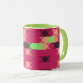 Mug rose et vert géométrique (Devant droit)