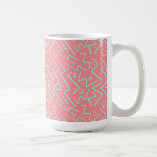 Mug Rose et Vert Retro Conception Psychédélique (Droite)