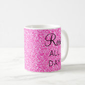 Mug Rose Féminin Tout le Jour Rose Chaud Paillettes (Devant droit)