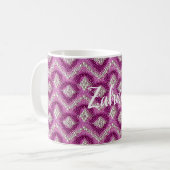 Mug Rose Féminin Violet Blanc Perles Zig Zag (Devant gauche)