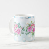 Mug rose Fleur-11 oz-Durable en céramique café Mug (Devant gauche)
