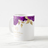 Mug Rose Fleur Or Violet 90e Anniversaire (Devant gauche)