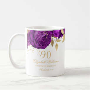 Mug Rose Fleur Or Violet 90e Anniversaire
