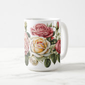 Mug Rose - Fleur Pastel Classique (Devant droit)
