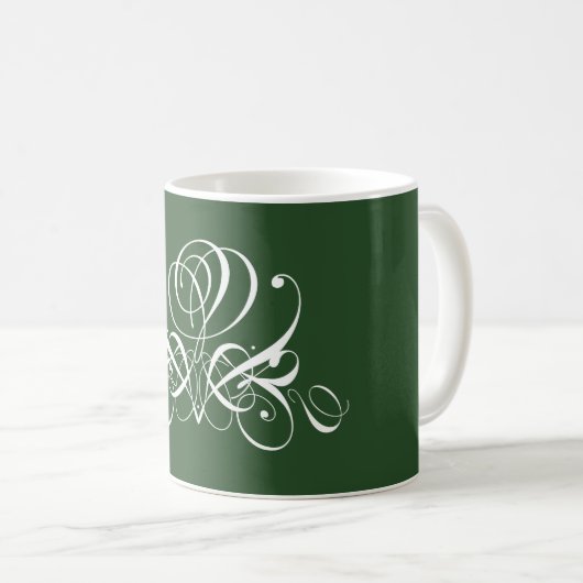 Mug Rose fleuri blanc et vert (Devant droit)