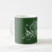 Mug Rose fleuri blanc et vert (Devant gauche)