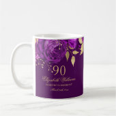 Mug Rose Fleurie Or Violet 90e Anniversaire (Gauche)