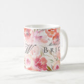 Mug Rose floral de l'aquarelle de la mariée (Devant droit)