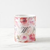 Mug Rose floral de l'aquarelle de la mariée (Centre)