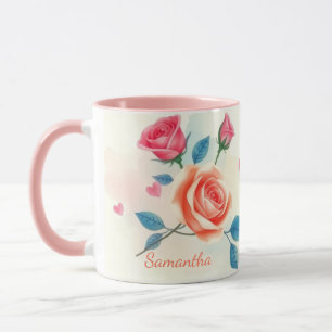 Mug Rose floral et plaisir du coeur