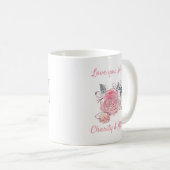 Mug Rose Floral Maman Design avec des noms (Devant droit)