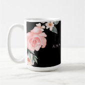 Mug Rose florale aquarelle rose pâle Noir (Gauche)