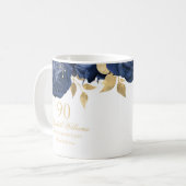 Mug Rose florale Navy Or 90e Anniversaire (Devant gauche)