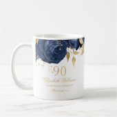 Mug Rose florale Navy Or 90e Anniversaire (Gauche)