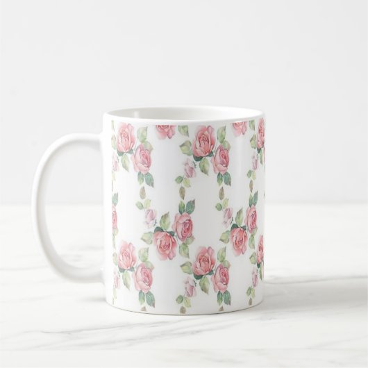 Mug Rose Florale Rose Chic Usé (Gauche)