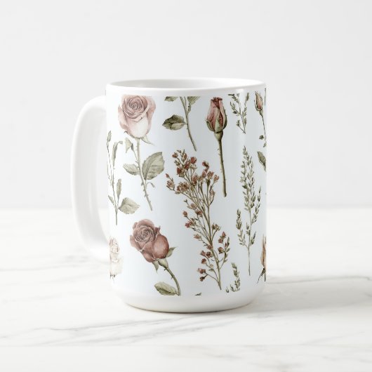 Mug Rose Florale Rose Rouge Rose (Devant gauche)