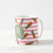 Mug Rose Girly du motif | d'ananas d'été barré (Devant droit)