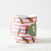 Mug Rose Girly du motif | d'ananas d'été barré (Devant gauche)