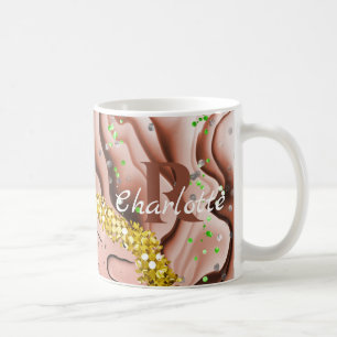 Mug Rose Gold Agate et gouttes d'eau Monogramme Gold