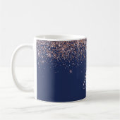 Mug Rose Gold Bleu Marine - Paillettes Rose Foncé Scin (Gauche)