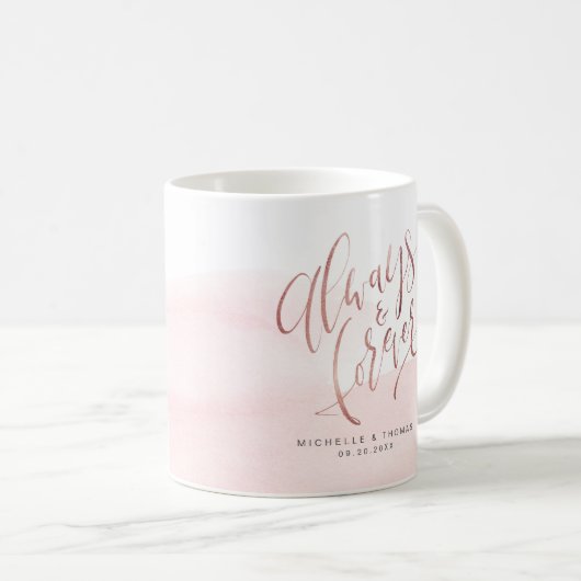 Mug Rose Gold Blush Moderne Toujours Et Éternel Script (Devant droit)