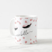 Mug Rose Gold Blush Pink Eyelashes Parties scintillant (Devant gauche)