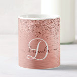 Mug Rose Gold brossé Parties scintillant métallique No<br><div class="desc">Personnalisez facilement ce design chic et branché de tasse à café avec une jolie parties scintillant brillante en or rose sur un arrière - plan métallique brossé en or rose.</div>