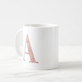 Mug Rose Gold Faux Paillettes Monogramme A (Devant gauche)