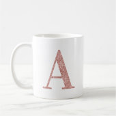 Mug Rose Gold Faux Paillettes Monogramme A (Gauche)
