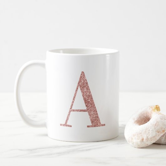 Mug Rose Gold Faux Parties scintillant Monogramme A (Avec donut)