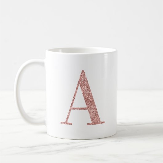 Mug Rose Gold Faux Parties scintillant Monogramme A (Gauche)
