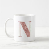 Mug Rose Gold Faux Parties scintillant Monogramme N (Gauche)