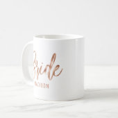 Mug Rose Gold Moderne Typographie Mariage Mariée (Devant gauche)