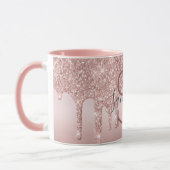 Mug Rose Gold Monogramme Paillettes Goutte Fard Rose T (Gauche)