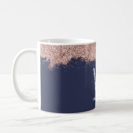 Mug Rose Gold Navy Blue Girl Parties scintillant pouss (Gauche)