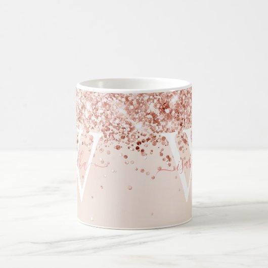 Mug Rose Gold Nom du script Monogramme (Centre)